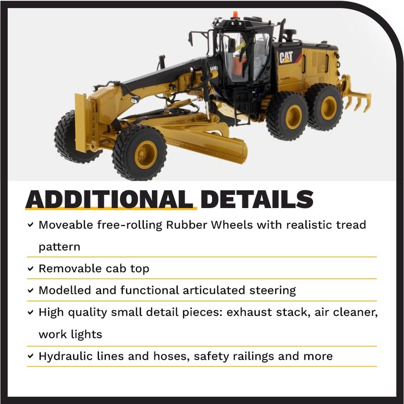 Diecast Masters 1:50 Caterpillar 14M3 Motor Grader | High Line Series Cat Trucks & Construction Equipment Scale Model Collectible 85545 - Image 5